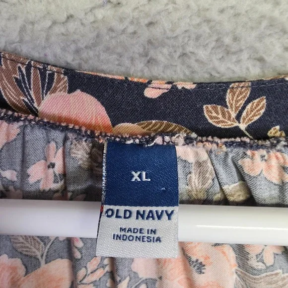 Old Navy Dress Womens XL Blue Tiered Floral Cottagecore Smocked Waist Midi Flowy - Picture 9 of 16